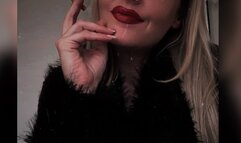 JOI Miss Malory makes you stroke and second hand smoke wearing leather and fur