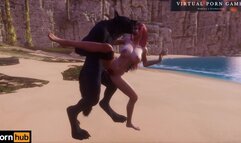 A Huge Wolf Fucks a Redhead Beauty on the Seashore