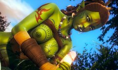 TOUCHED THE TITS AND LICKED THE PUSSY OF THE ORC GIRL, AND THEN ROUGHLY FUCKED HER | 3D Hentai