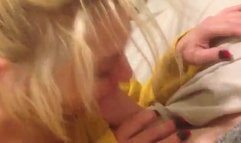 Blonde GF sucks cock