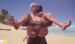 Curvy Blonde Babe Blacked | get Pregnant on the Beach | 3D Porn Wild Life