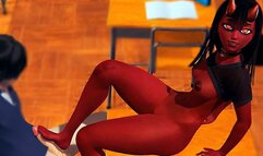 Meru the Succubus Footjob and Hard Fuck BDSM Tied up