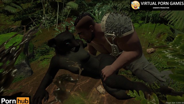 Black Panther Cartoon Porn - Hunter Fucks Black Panther In The Jungle 4K 60 FPS Animation Porn Video