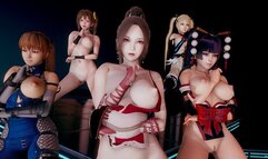 MMD PSY - GENTLEMAN Naked Dance DOA Marie Rose Mai Shiranui Nyotengu Kasumi Honoka Misaki