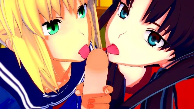 Fate Stay Night Porn - Fate/Stay Night: Fucking Rin And Saber At The Same Time (3D Hentai  Uncensored) Porn Video