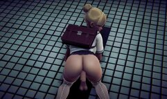 Schoolgirl gets fucked in the ass in the toilet