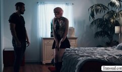 Pink haired shemale analed by sad stepbrother