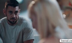 Busty TS stepmom butt fucked by shy stepson