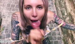 Public and sloppy POV BJ on a Paris street from a beautiful blonde - RedFox