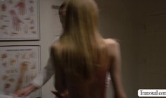 Skinny TS barebacked by her horny doctor