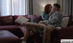 Horny TS redhead barebacked by new lover