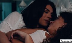 Curly teen gets fucked by TS stepmother