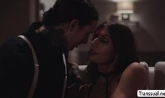 Horny shemale barebacked by tattooed bf