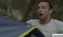 Stranger guy fucks TS ass and her friend