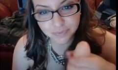 Nerdy Chick with glasses sucking dildo and masturbating