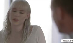 Blonde TS barebacks handsome dudes ass