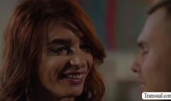 Redhead shemale barebacks her hot friend