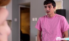 Stepbro sniffing my dirty panties while doing laundry