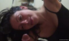 Cute girlfriend sucks cock then has hairy pussy fucked