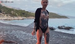 Student Deepthroat Blowjob Big Dick near the Sea - Facial Cumshot