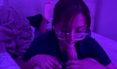 Teen gives sloppy edging blowjob