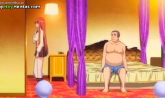Hentai old man asks busty teen to have sex