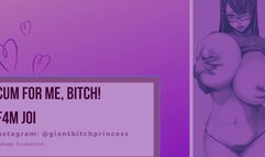 Hot Sadist Domme ORDERS You To Cum For Her! F4M JOI for Masochist Boys- Erotic Audio Porn