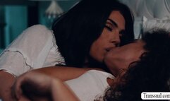 Teen babe gets fucked by TS stepmother