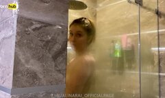 A young pervert looked at his stepmother in the shower