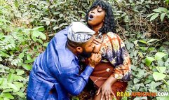 Blue Lipped Ebony Black Hottie Goes Wild Outside Sucking Hard