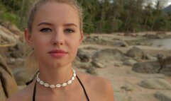 Anal sex and cum eating on a public beach with hot blonde  - RISKY OUTDOOR SEX Cumin4D