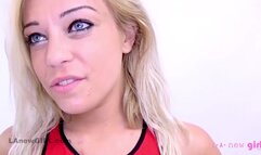 Hot Blonde sucks cock with growing lust in studio