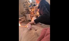 Casually moisturing my cock while watching tv