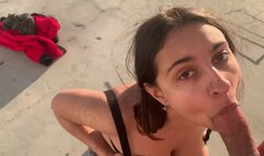 Public Face fucking busty Indian in Malibu and swallows cum — IG: @haileyrose.baby