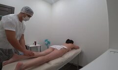 Foot and fingers massage, hot blowjob from client with ending on it