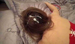 Cum on babe's hair!