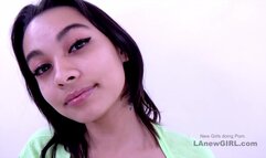 Cute brunette slips cock deep her throat at audition