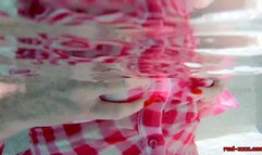 Red XXX masturbating and sucking cock while in the pool