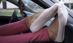 Xiomara's light pink ped socks in the car! - MOV