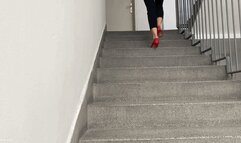LOST SHOE GIRL RUNNING UP THE STAIRS IN HIGH HEELS (SCENE 3) - MP4 HD