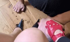 My muddy shoes must be clean, eat your cum too!