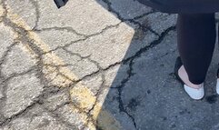 Addison in flats and heel pops