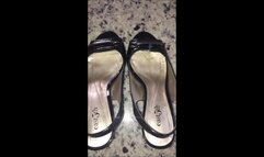 Deb's Office Outfit of the Day Featuring Black Patent East 5th Sling Back Spiked Heel Open Toe Pumps Which She Uses to Wound Hubby During Sex After Coming Home from the Office (9-16-2020)