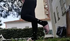 Beautiful italian milf dirty slippers in the garden 1080HD