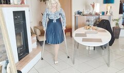 Milf Crutching with platform mules and wedge