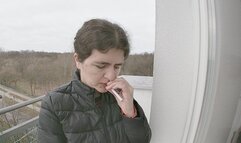 Smoking, spitting, red lips