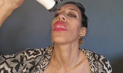 Chocolate syrup and my huge mouth