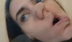 Hot passionate kisses through glass