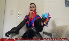 Scarf Queen: Cum on my satin scarf and lick it clean!