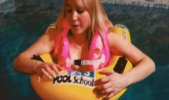 Alla pop nails two inflatable rings in the pool!!!